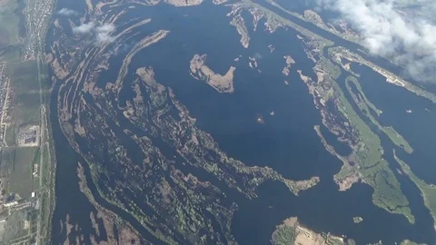 Flying over the river Stock Footage 75579597