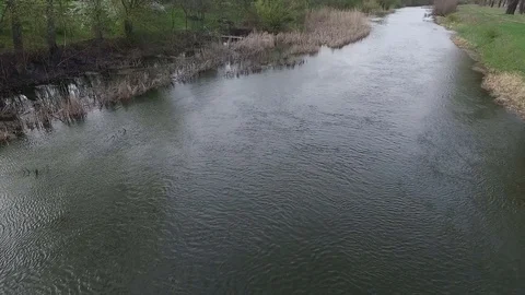 Flying Over the River. Stock Footage 75863307