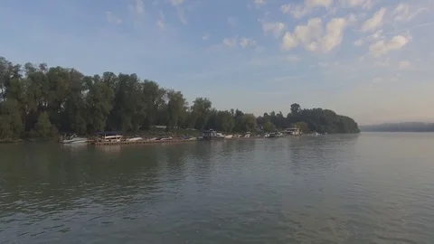 Flying over the river Stock Footage 80574416