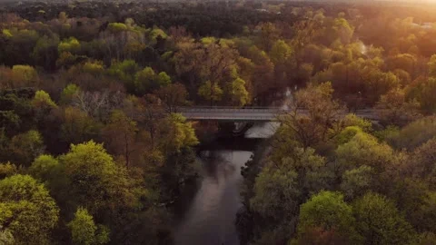 Flying over river Stockbeeldmateriaal 190953154
