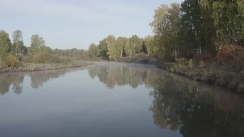 Flying over the river, forest, field. Shooting 4K. 10 Bit (DLog-M) Stock Footage 150808690