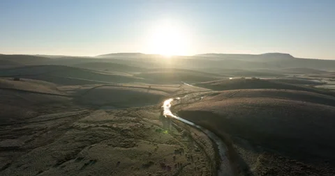 Flying over a river in forsty valley Stock Footage 275894831
