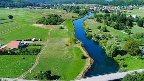 Flying over river Gacka, located in the Lika region in central Croatia. Stock Footage 114516689