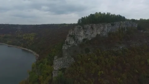 Flying over the River in the Gorge Stock Footage 76228833