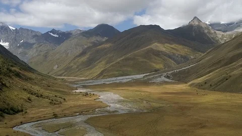 Flying over the river in the gorge Stock Footage 121752788