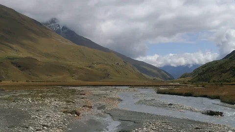 Flying over the river in the gorge Stock Footage 121752819
