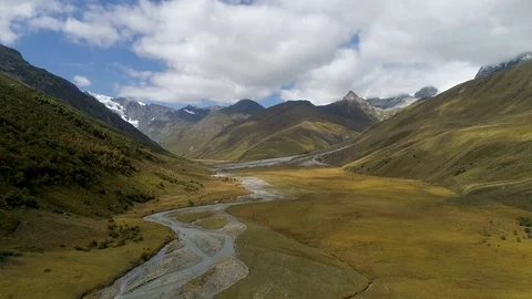 Flying over the river in the gorge Stock Footage 121753036