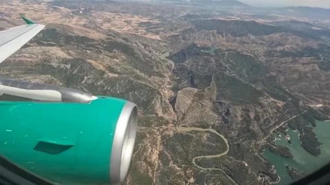 Flying over river, lake and hills Caminito Del Rey Stock Footage 220875210