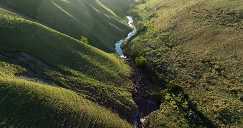 Flying over a river in Littondale Stock Footage 335206094