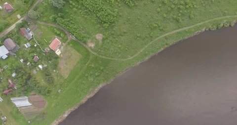 Flying over river lone road 스톡 동영상 108744310