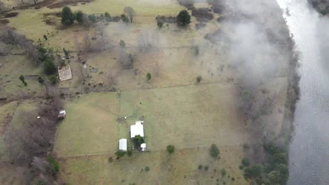 Flying over river with mist Video stock 156302527