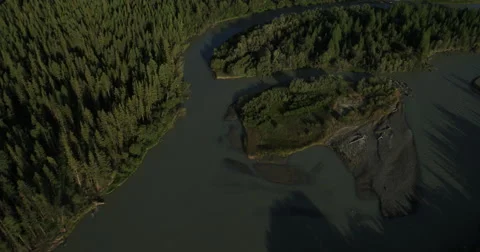 Flying over the River. Mountains of Altai, Siberia. Kurai Steppe Stock Footage 62633444