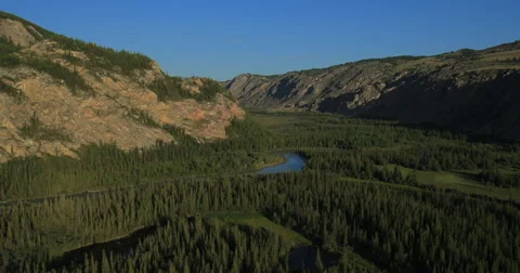 Flying over the River. Mountains of Altai, Siberia. Kurai Steppe Stock Footage 62634508