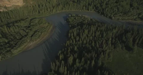 Flying over the River. Mountains of Altai, Siberia. Kurai Steppe Stock Footage 62639201