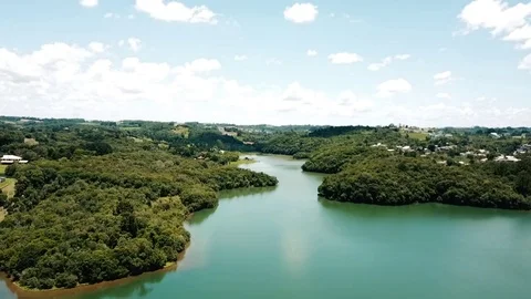 FLYING OVER RIVER IN PASSAUNA PARK FROM BRAZIL Stock Footage 84033929