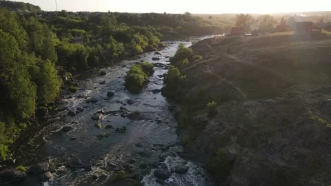 Flying over river rapids Stock Footage 156408250