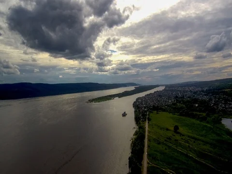 Flying over the river the reduction. Stock Footage 77475181