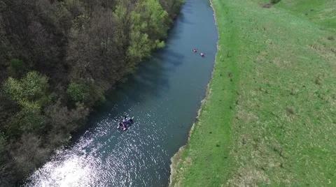 Flying over the river, the rock Stock Footage 66571413