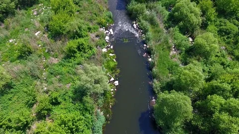 Flying over river streaming Stock Footage 80903594