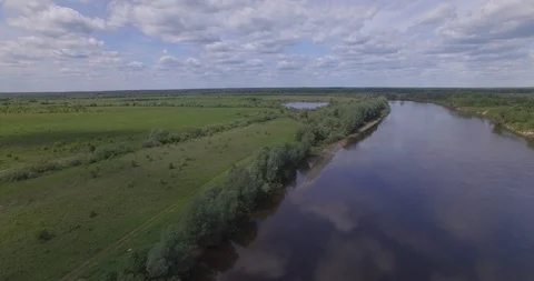 Flying over river trees 스톡 동영상 108749139
