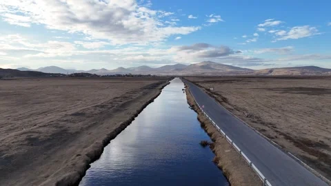 Flying over the river in the view of the blue sky Stock Footage 293802913