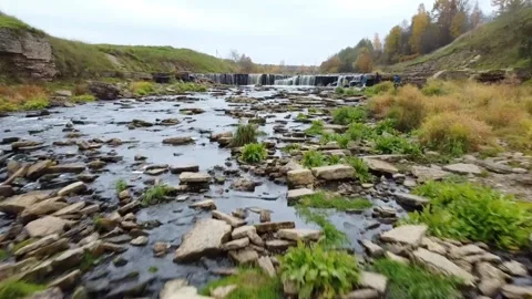 Flying over the river, a view from a drone Stock Footage 166447486