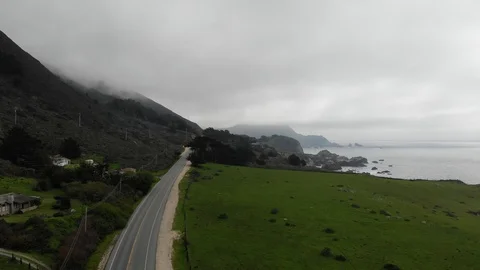 Flying over road in big sure, california Stock Footage 116020410