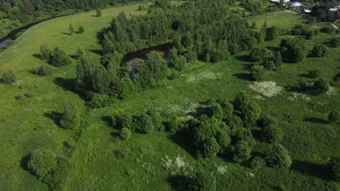 Flying over the road in the field Stock Footage 157900152