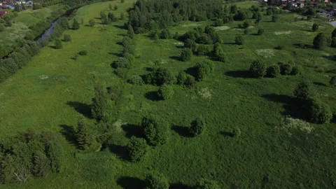 Flying over the road in the field Stock Footage 157900818