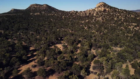 Flying over a road leading through a remote desert landscape Stock Footage 157436306