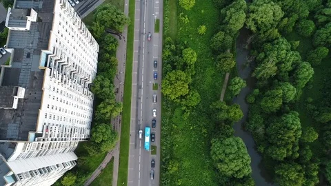 Flying over the road in summer  Stock Footage 80997858