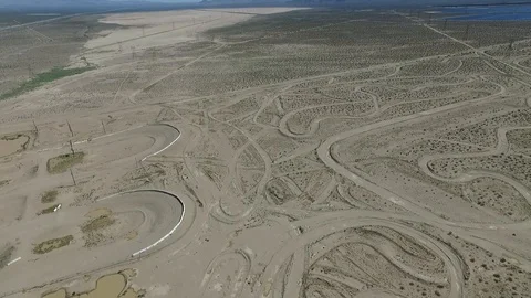 Flying over off-road trails in the desert Stock Footage 88568440