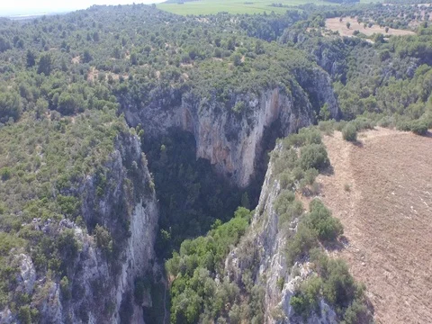 Flying over the rocks with wild nature  Stock Footage 72366982