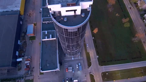 Flying over the roofs of skyscraper.View from above. Video stock 131767972