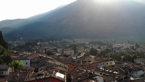 Flying over the rooftops in Garda lake area, Italy Stock Footage 114748863