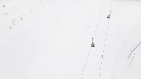 Flying over rope-way with gondolas at mountain resort Crystal Park in Bakuriani Видео 150523403