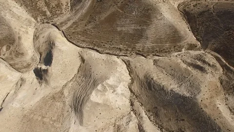 Flying over rough desert landscape of Wadi Qelt. West Bank. Israel. DJI-0196-05 Stock-Footage 124448425