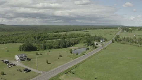 Flying Over Rural Road Area Dyer Brook Maine Stock Footage 139071981