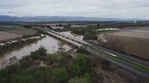 Flying Over Salinas River Bridge Stock Footage 235637561
