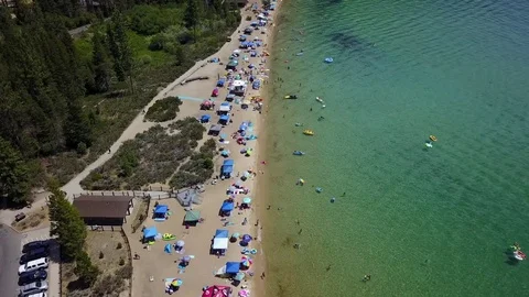 Flying Over Sand Harbor Stock Footage 81010200