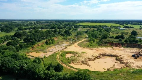 Flying Over A Sandpit Stock Footage 111391343