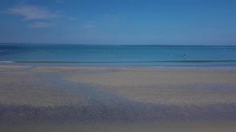 Flying over the sandy beach Stock Footage 95316698