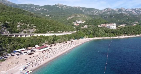 Flying over the sandy beach Stock Footage 107856922