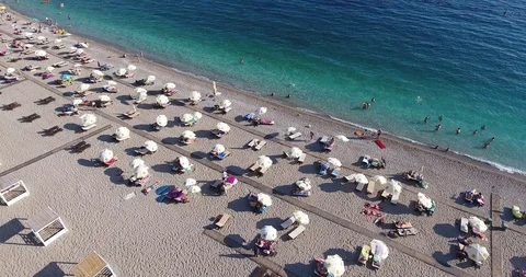 Flying over the sandy beach Stock Footage 107856965