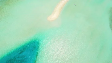 Flying over a sandy beach in the Maldives Stock Footage 239337080