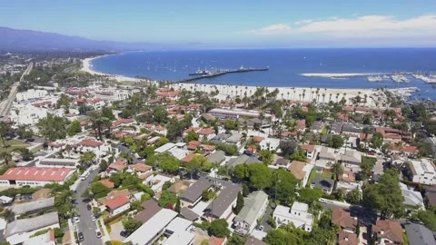Flying over Santa Barbara, CA Stock Footage 156720245