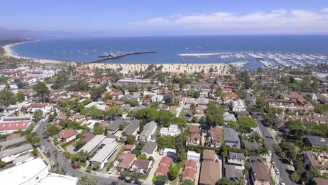 Flying over Santa Barbara, CA Stock Footage 156720288