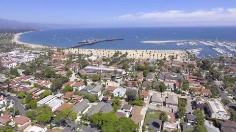 Flying over Santa Barbara, CA Stock Footage