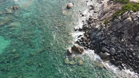 Flying over Santa Giusta Beach, Costa Rei, Sardinia, Italy Stock Footage 138303200