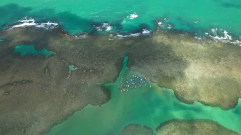 Flying over Sao Miguel dos Milagres Beach, a Brazilian beach in the state o.. Stock Footage 232498056